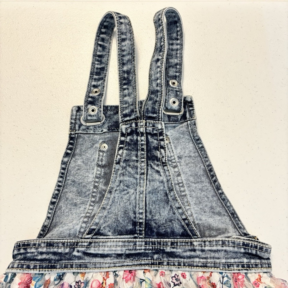 Jordache Dress Denim Floral Overall Dress Skirt Tulle Spring Play Girls 7-8 - Picture 7 of 7